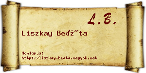 Liszkay Beáta névjegykártya