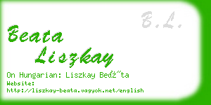 beata liszkay business card